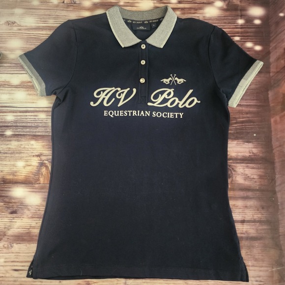 HV Society Tops - HV Society Womens XS Polo Shirt Blue Embroidered Equestrian Caylee Preppy Riding
